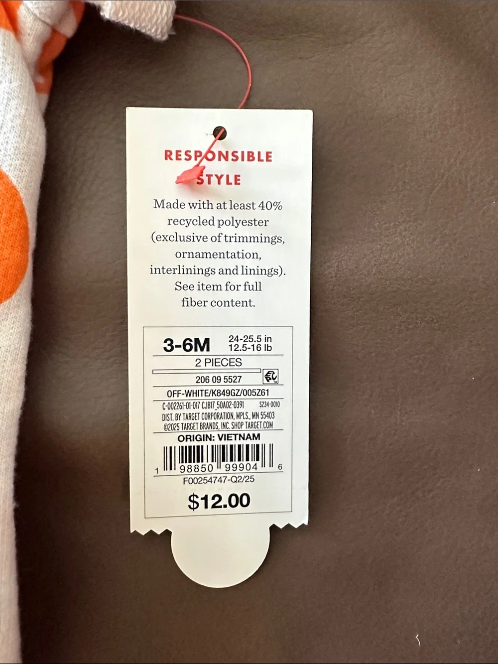 Cat & Jack Orange and White Pumpkin Footed Sleeper with Matching Bodysuit